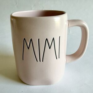Rae Dunn MIMI Pale Pink Coffee Tea Mug Cup Ceramic Black Letters  Large 19 ounce